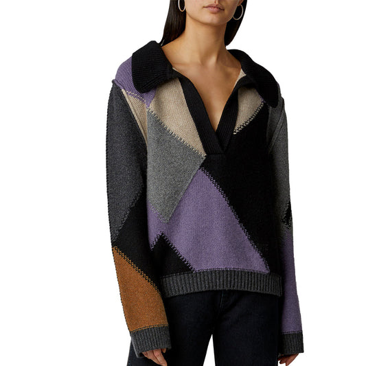 Pull patchwork femme : woman's knitting Wool Sweater